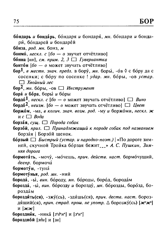 Сканированная страница орфоэпического словаря русского языка Резниченко
