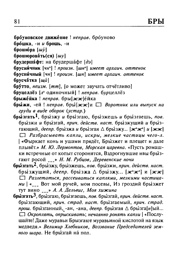 Сканированная страница орфоэпического словаря русского языка Резниченко