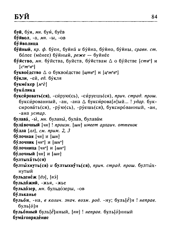 Сканированная страница орфоэпического словаря русского языка Резниченко