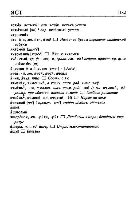Сканированная страница орфоэпического словаря русского языка Резниченко